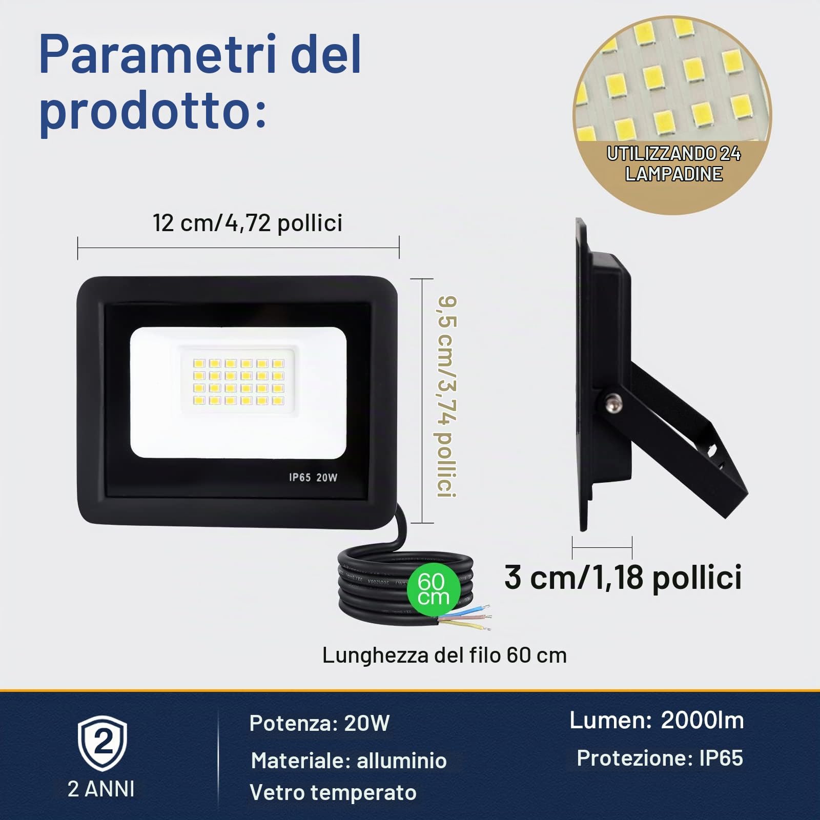 FUPE Faretto LED Esterno 2 Pezzi Potenti Faro a Esterni IP65 Impermeabile Super Illuminoso Nero 20W 2000LM Faretti Led Lampada da Esterno Per tetto giardino cortile cancello garage(3000K Luce Caldo)