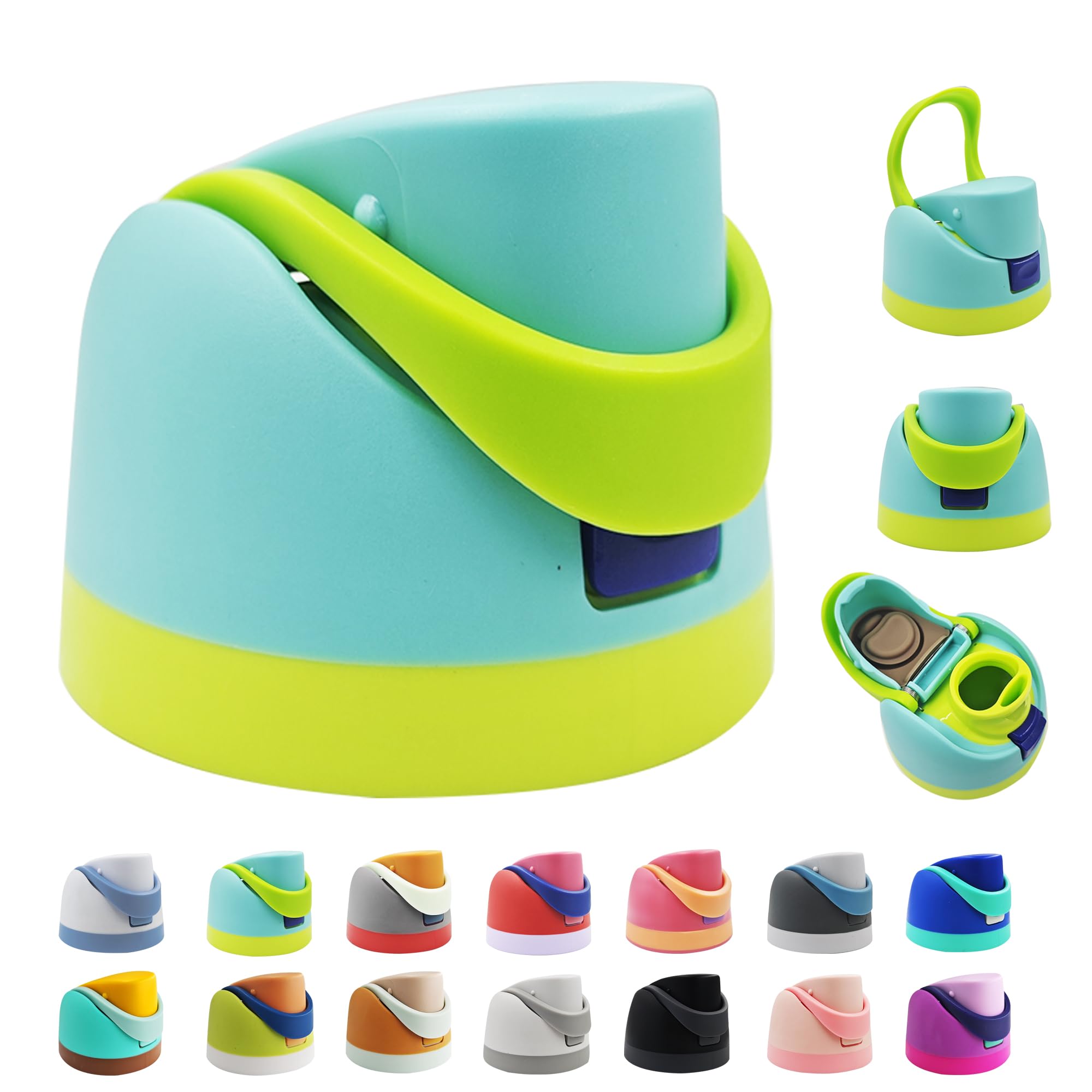 Replacement Cap for Owala Freesip,One Button Water Bottle Top Lid Compatible with Owala Cup 16oz 24oz 32oz 40oz, BPA-Free Replacement Lid Accessory for Owala Free Sip (Blue-Green)