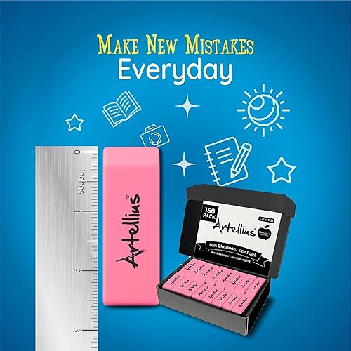 Miniatura 2 de Artellius Teacher Supplies - Gomas de borrar color rosa, grande, 150 unidades, para niños y uso en el aula