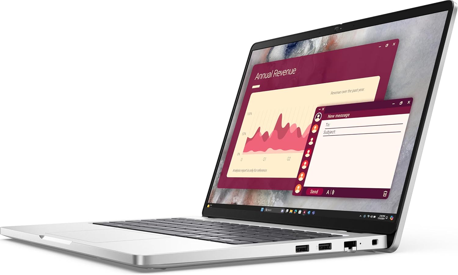 Dell Business Laptop: 14" WUXGA 1920x1200 Touchscreen • Intel Core Ultra 7 265U • 16 GB DDR5 SDRAM • 512 GB NVMe SSD • W11P • Wi-Fi 6E HD Audio Thunderbolt 4 • Intel Graphics
