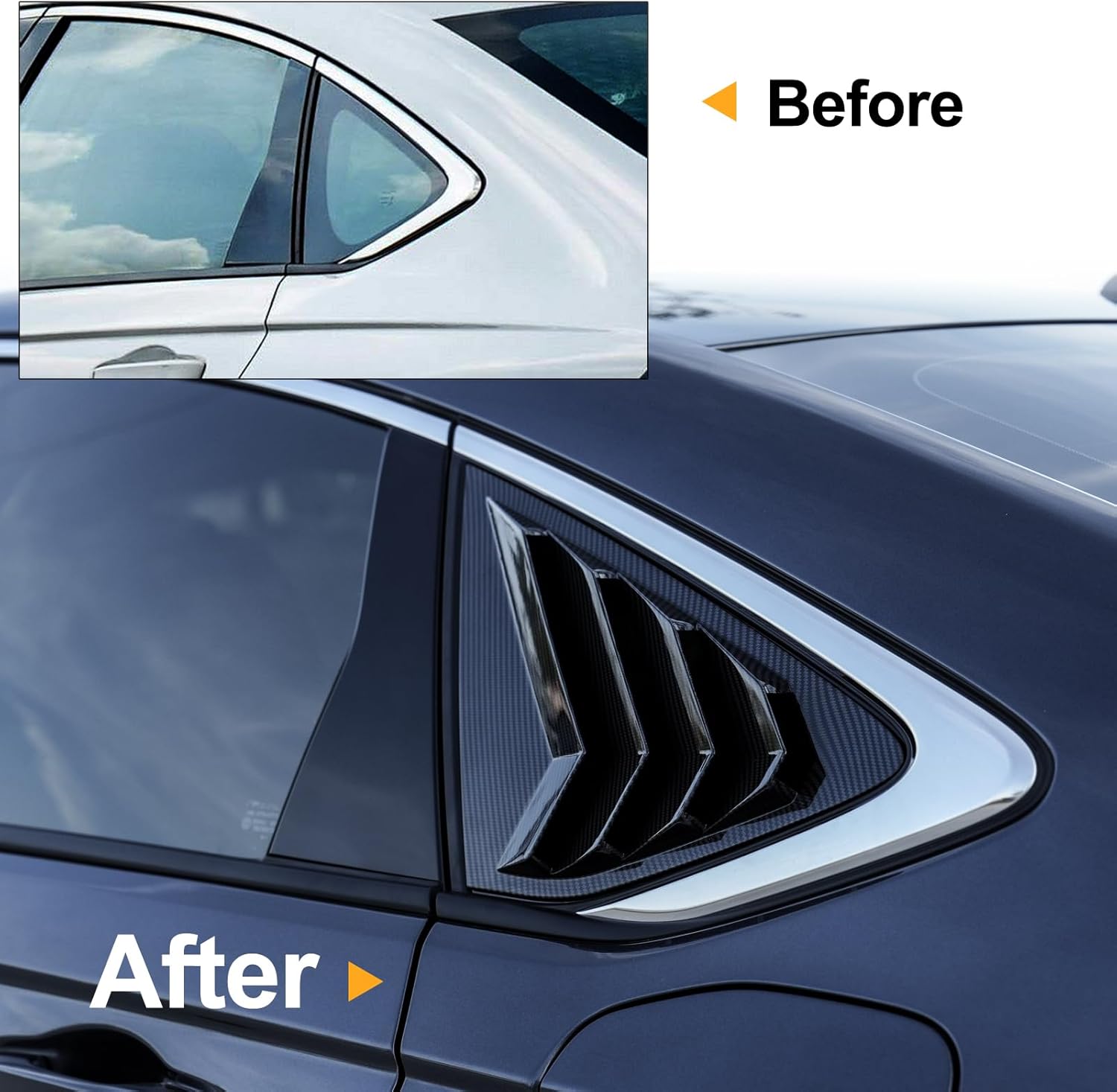 Thenice for 11th Gen Accord Racing Style Rear Side Window Louvers Blinds Air Vent Scoop Shades Cover Compatible with Honda Accord 2023 2024 2025 -Carbon Fiber Grain