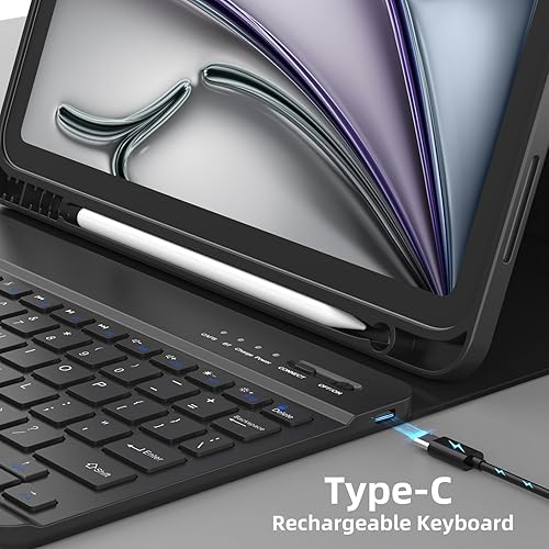 Miniatura 6 de KBCASE Funda para iPad Air de 11 pulgadas (M3M2) 20252024 con teclado, funda de teclado para iPad Air 54 generaciónpara iPad Pro 11 2018, funda de