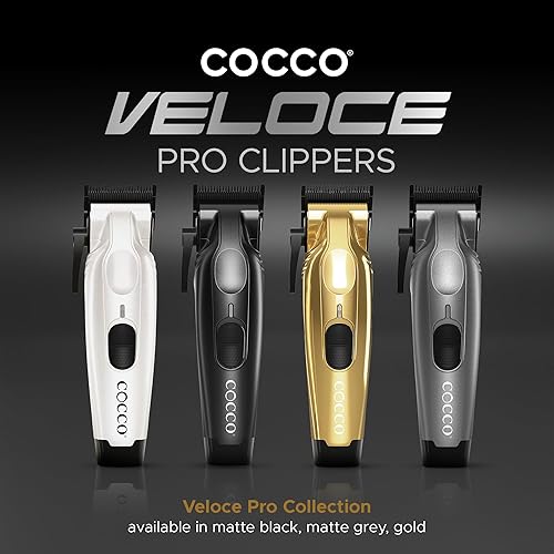 Miniatura 5 de Cocco Veloce Pro Clipper, Digital Gap Ambassador Graphene Taper Blade Profesional Clipper, Motor BLDC de alto par, totalmente metálico, inalámbrico