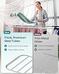 SONGMICS Clothes Drying Rack, Foldable 2-Level Laundry Drying Rack, Free-Standing Laundry Airer, with Height-Adjustable Wings, 33 Drying Rails, Sock Clips, Silver and Blue ULLR53BU