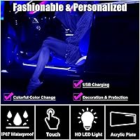 Vista 3 de Luces de umbral de puerta de coche LED, umbral de puerta LED Pro con personalización de 7 colores de iluminación, IP67 impermeable, luces de umbral