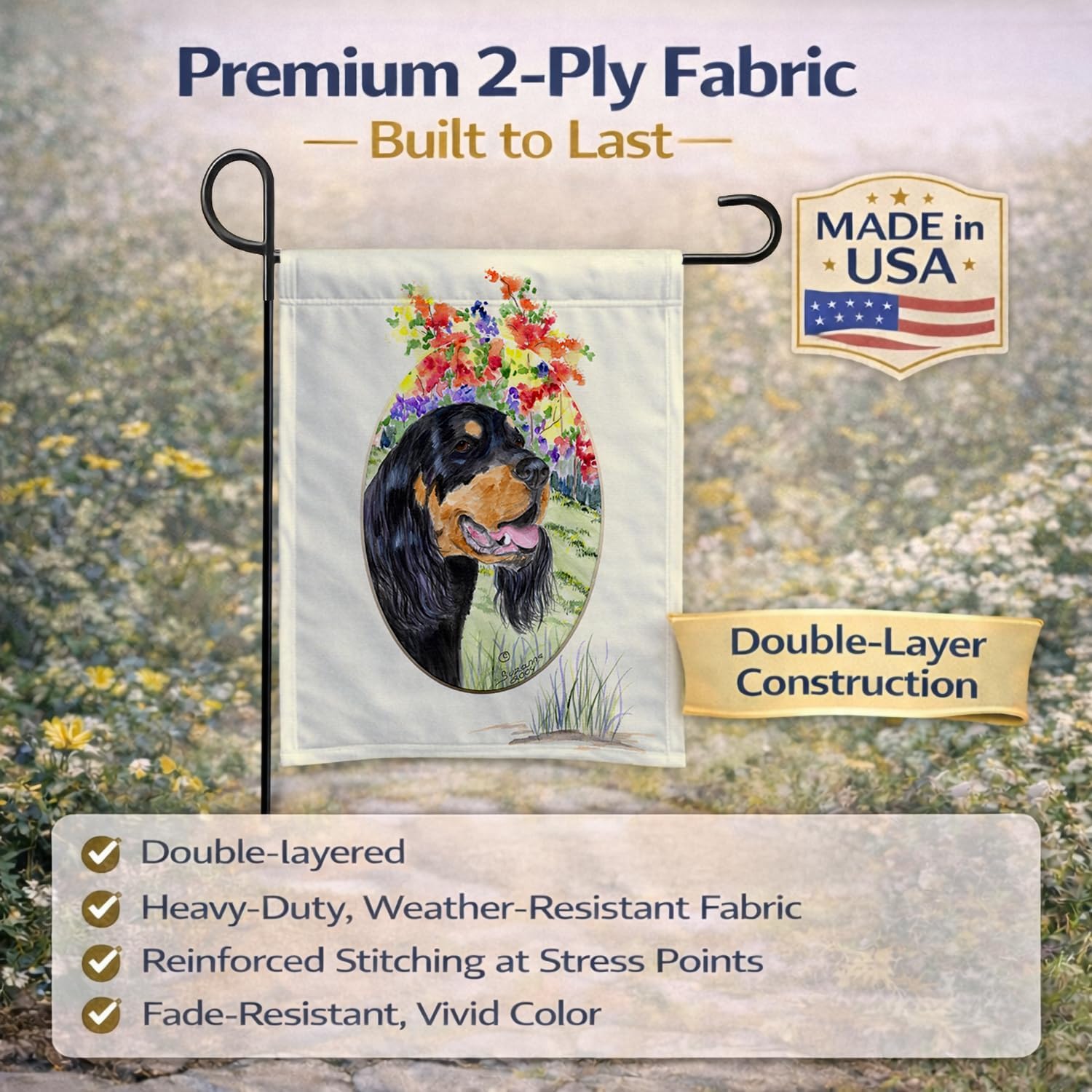 Caroline's Treasures SS8056GF Gordon Setter Garden Flag Mailbox Flag Decorative Yard Flag Banner Outside Patio Artwork Yard Flower Beds, Garden Size, Multicolor image 5