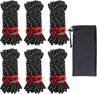 YelaJoy Reflective Tent Guide Rope Lightweight Guy Line Cord with Aluminum Adjuster Guyline Tent Cord Tensioner for Camping Hiking Backpacking