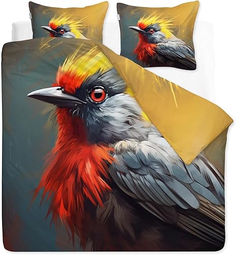 Miniatura 2 de OmErsa Juego de funda de edredón de tamaño individual, diseño de pájaros, decoración de dormitorio, funda de edredón y 2 fundas de almohada, 3