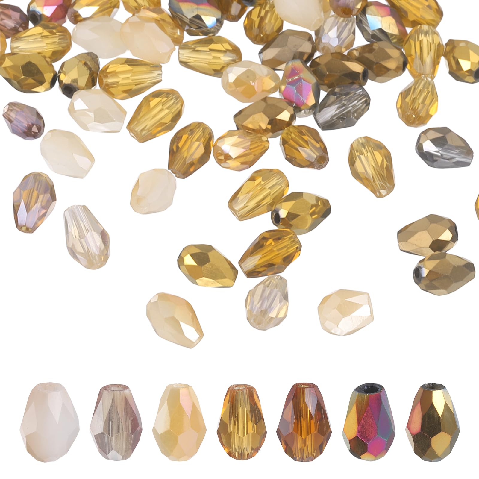 sourcing map 200 PCS Teardrop Crystal Glass Beads, 4x6mm Faceted Shape Crystal AB for Necklace Bracelet Earrings DIY Jewelry Crafts Making Supplies, Coffee Brown