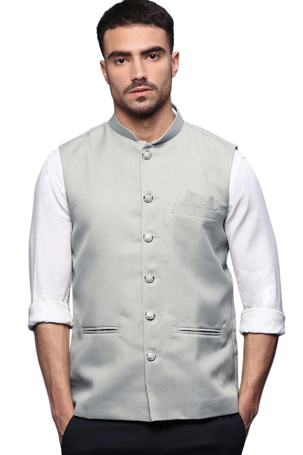 showoffff SHOWOFF Men's Solid Sea Green Slim Fit Nehru Jacket AK-51340-16_SeaGreen-picture-20
