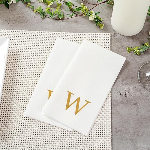 Miniatura 378 de Luxenap - Toallas de invitados de 15.8 x 7.9 pulgadas, 50 toallas de mano con letras plateadas, letra "P", fuente Sans Serif, servilletas de papel