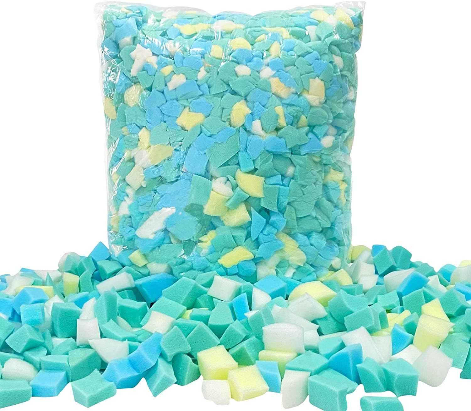 Shredded Memory Foam Filling 5lbs for Bean Bag Filler, Without Added Gel Particles, Premium Soft Refill and Great for Stuffing, Multi Color and Shape