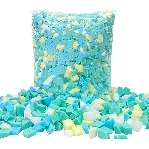 Shredded Memory Foam Filling 5lbs for Bean Bag Filler, Without Added Gel Particles, Premium Soft Refill and Great for Stuffing, Multi Color and Shape