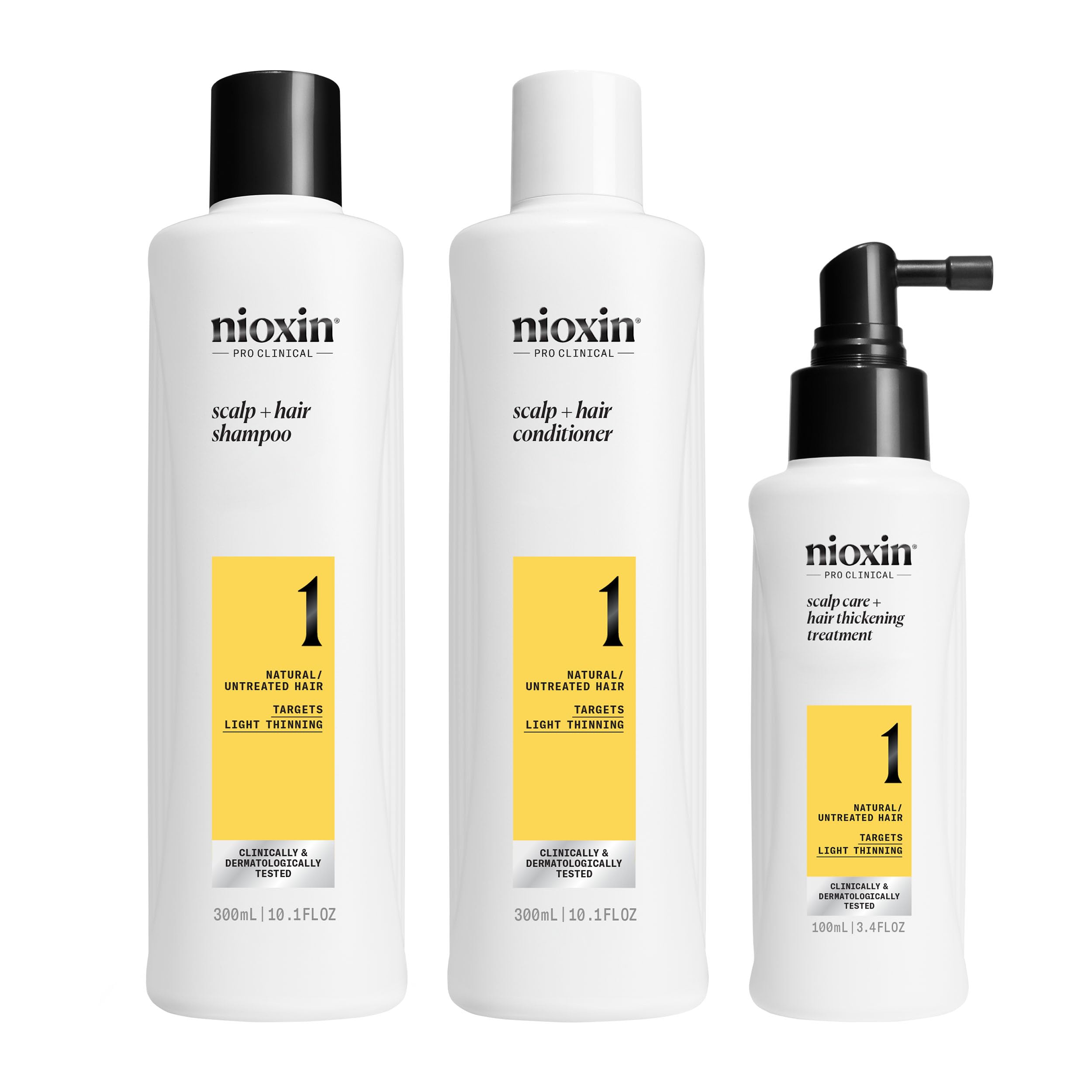 Nioxin Scalp + Hair Thickening Sistema 1 Shampoo, Balsamo, Trattamento Cuoio Capelluto per Capelli Naturali con Assottigliamento Lieve