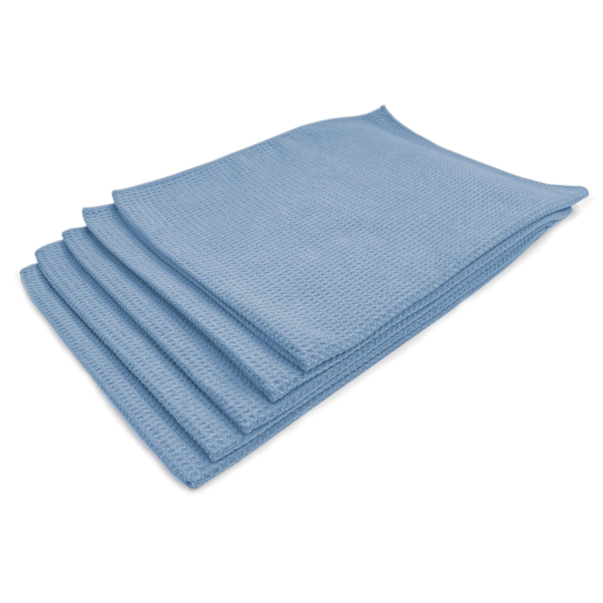 Tek Automotive Blue Professional Waffle Microfibre Car Drying Towels – 5 Pack Extra Large 76X56cm Absorbent & Streak-Free