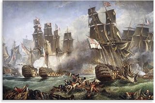 Vintage Ship Art Print for Wall, Battle of Trafalgar Canvas Painting Poster, Living Room Bedroom Hallway Wall Decoration Gift for Military Lovers Canvas Painting Posters And Prints Wall Art Pictures F