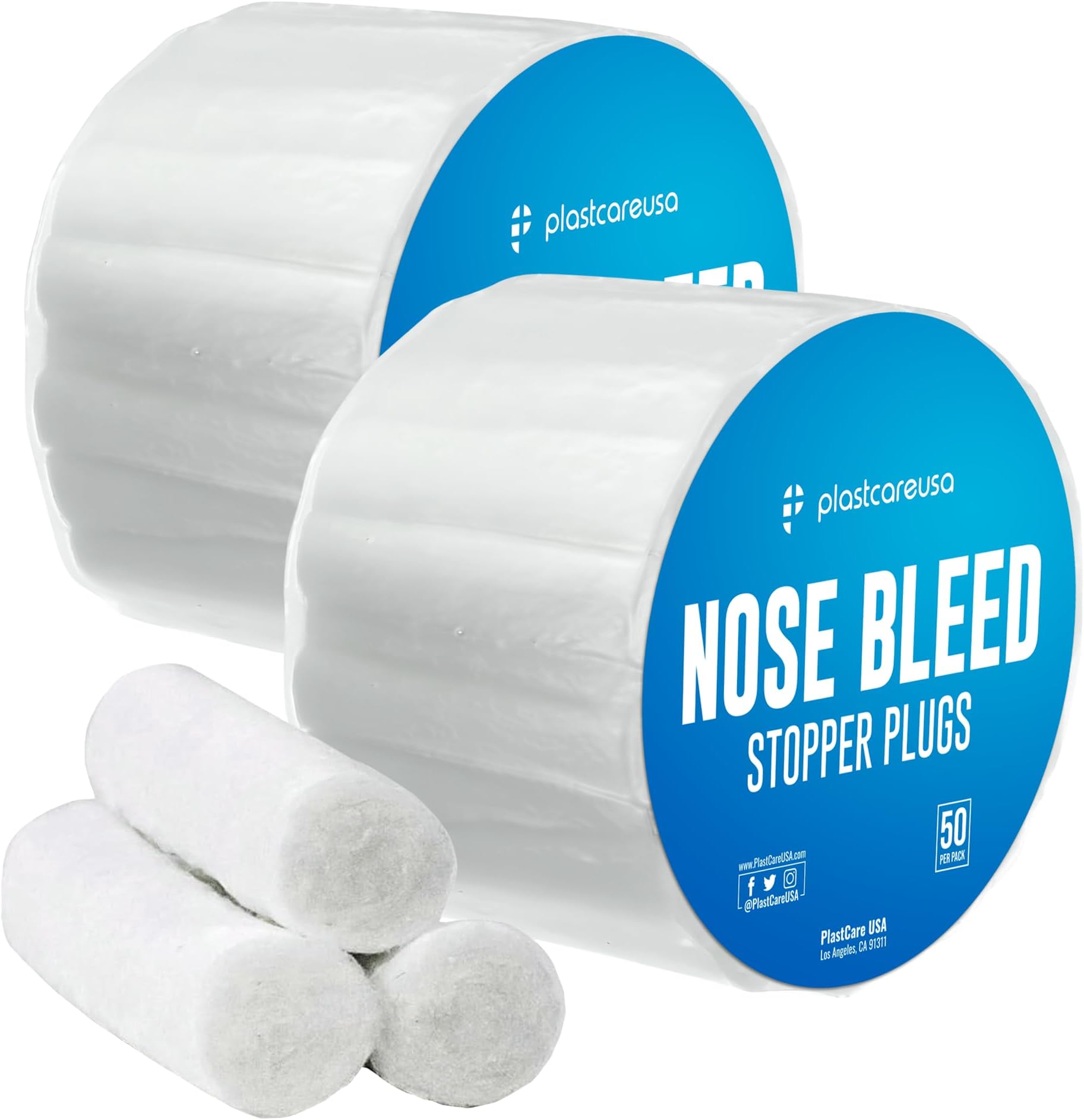 100 Nose Bleed Stopper Plugs - 1.5 Inch Cotton Rolls to Stop a Nosebleed for Kids or Adults - Extra Absorbent Nose Bleed Plugs by PlastCare USA