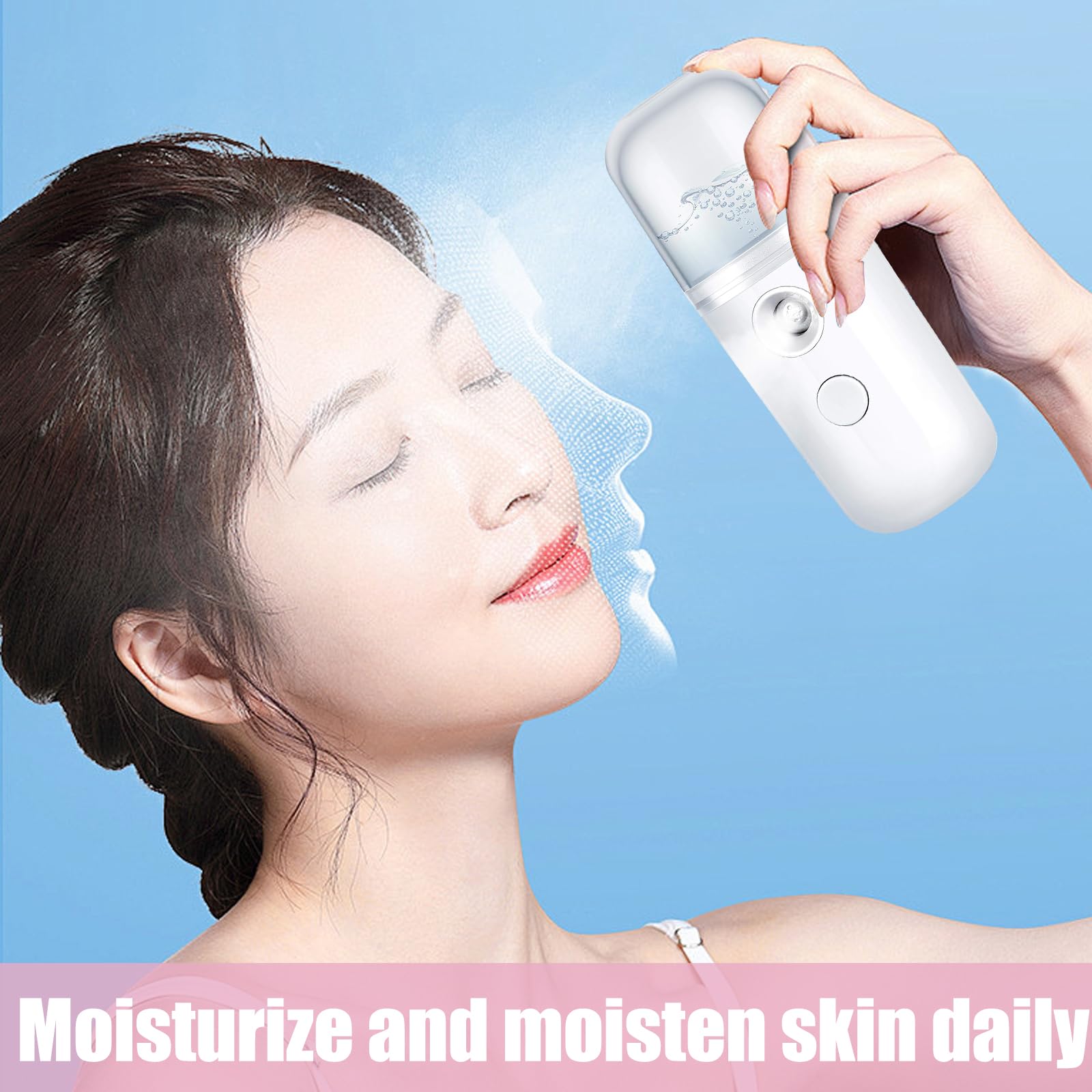 2 pcs Nano Face Steamer - 30ml Portable Facial Steamer, USB Rechargeable Mini Mist Sprayer, Atomization Technology for Hydrating Skin, Moisturizing Facial Steamer for Travel, Personal CarePinkWhite - Image 3