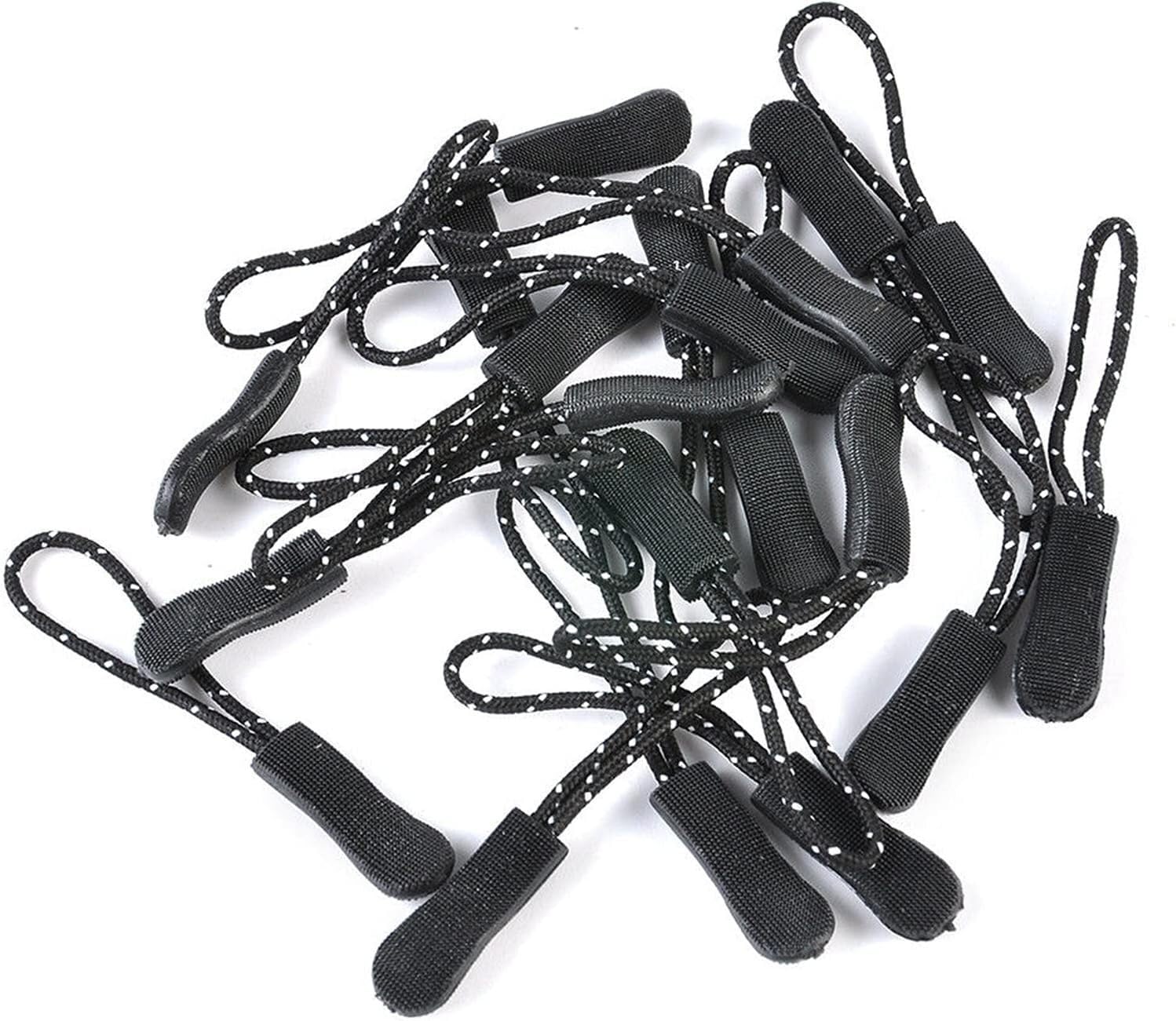 Zipper Pull, 10pcs Replacement Backpack Clothes Zip Cord Puller Slider Travel Kit(Black White)
