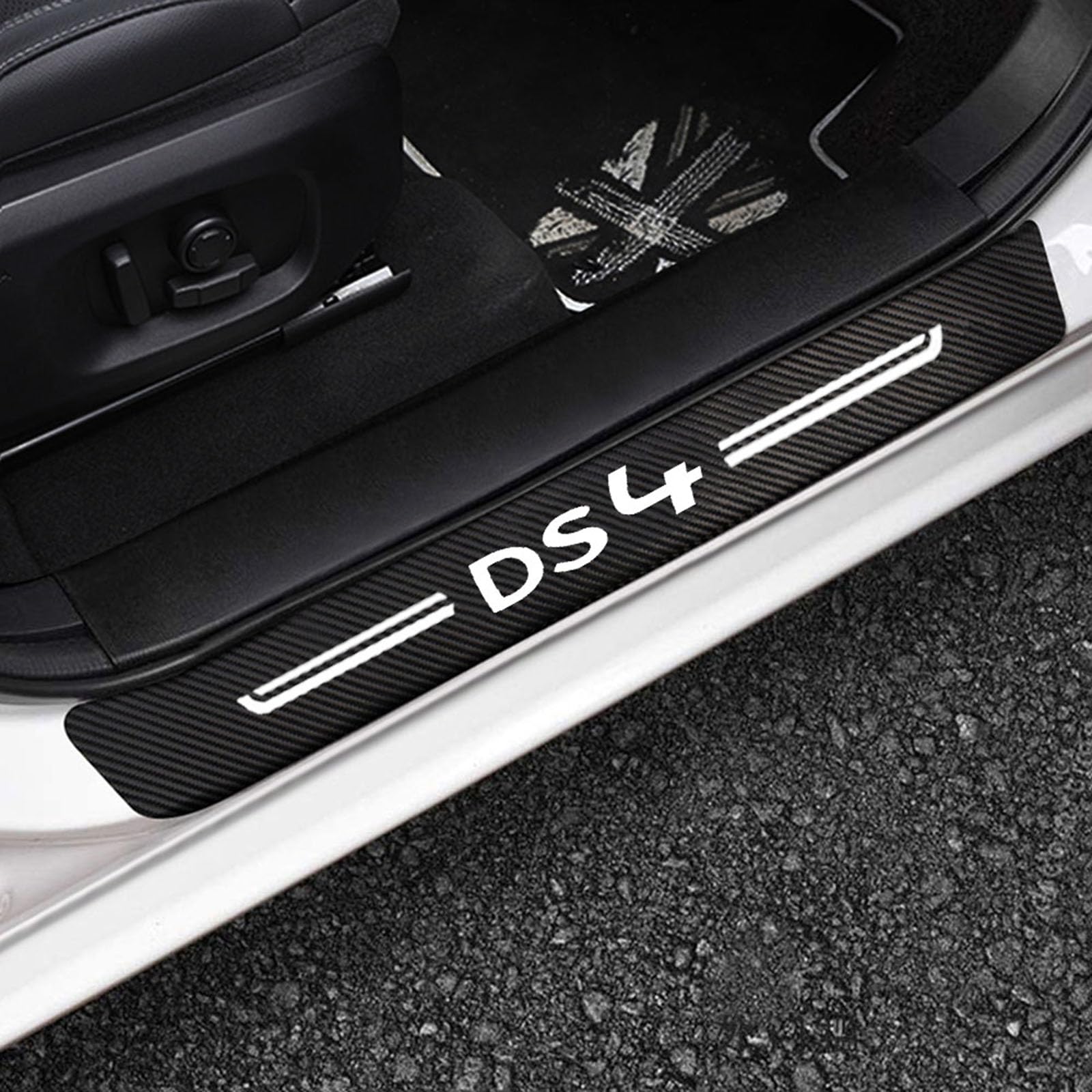 Symilov Ds4 4Pcs Car Outer Door Sill Protector Kick Plates For Citr-Oen Ds3 Ds5 Ds6 Ds7 C1 C2 C3 C4 C5, Carbon Fiber Scuff Guard Threshold Cover Pedal Trim Sticker Auto Styling Accessories,
