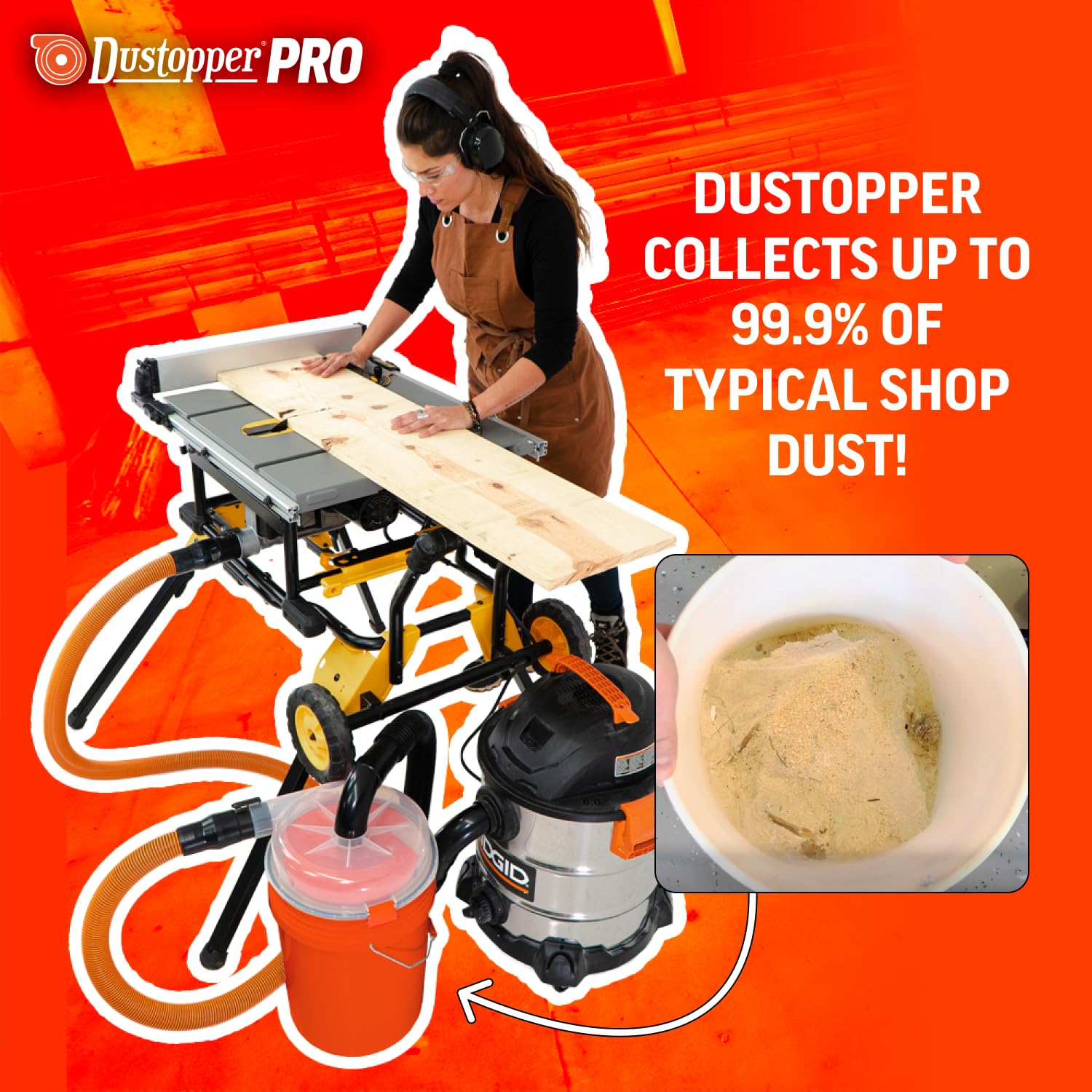 Dustopper Kit de actualización Pro (Codos y Manguera se Venden por Separado). +99% eficiente, Separador de Polvo ciclónico de Perfil bajo Que se Conecta a mangueras y Accesorios existentes de 2-1/2