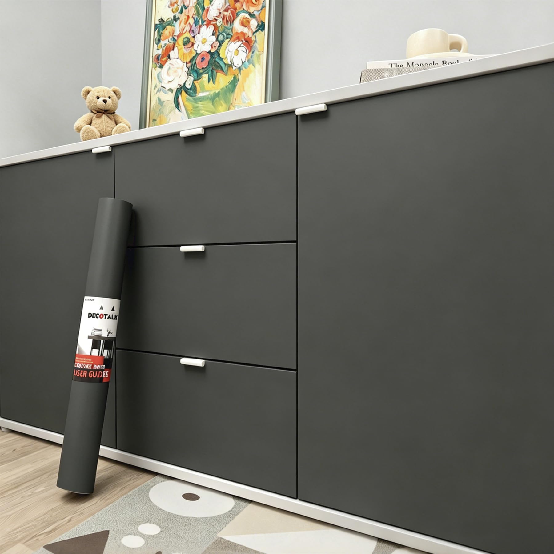 Vinilo adhesivo muebles gris oscuro Decotalk acabado mate texturizado de alta densidad