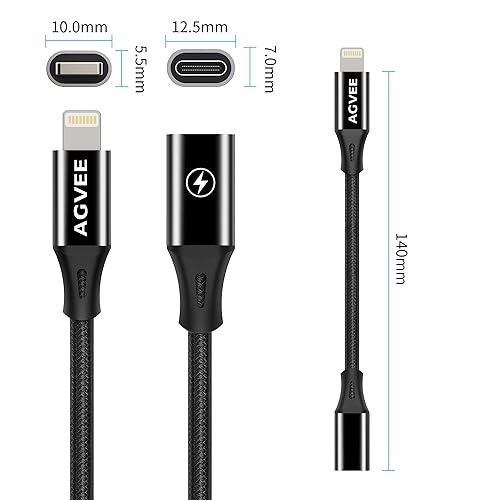 Miniatura 7 de AGVEE Adaptador de cable USB-C hembra a Lightning de 4 pulgadas, 30 W, tipo C a 8 pines, conector de sincronización de datos para iPhone 13, 12, 11,