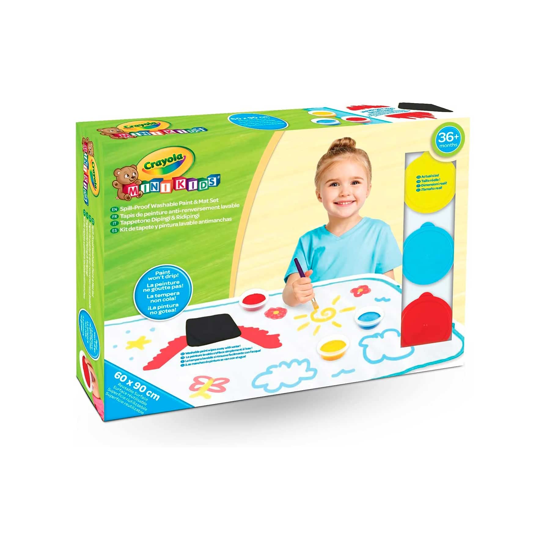 Mega Deals Kids Painting Set - 10 Washable Paints With Spill-Proof Cups & Art Smock