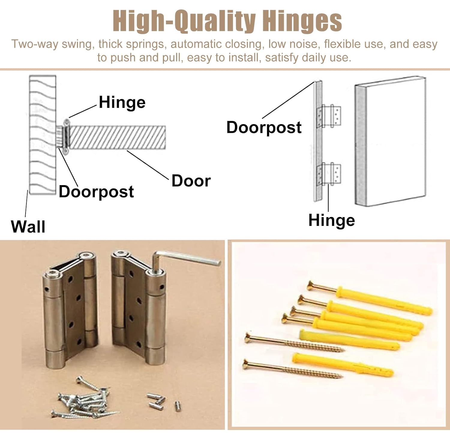 Two-Way Automatic Swing Doors | Solid Wood Cafe/Store Entry | Easy Mounting Brackets(W80cmxH90cm(31.5"x35.4"))