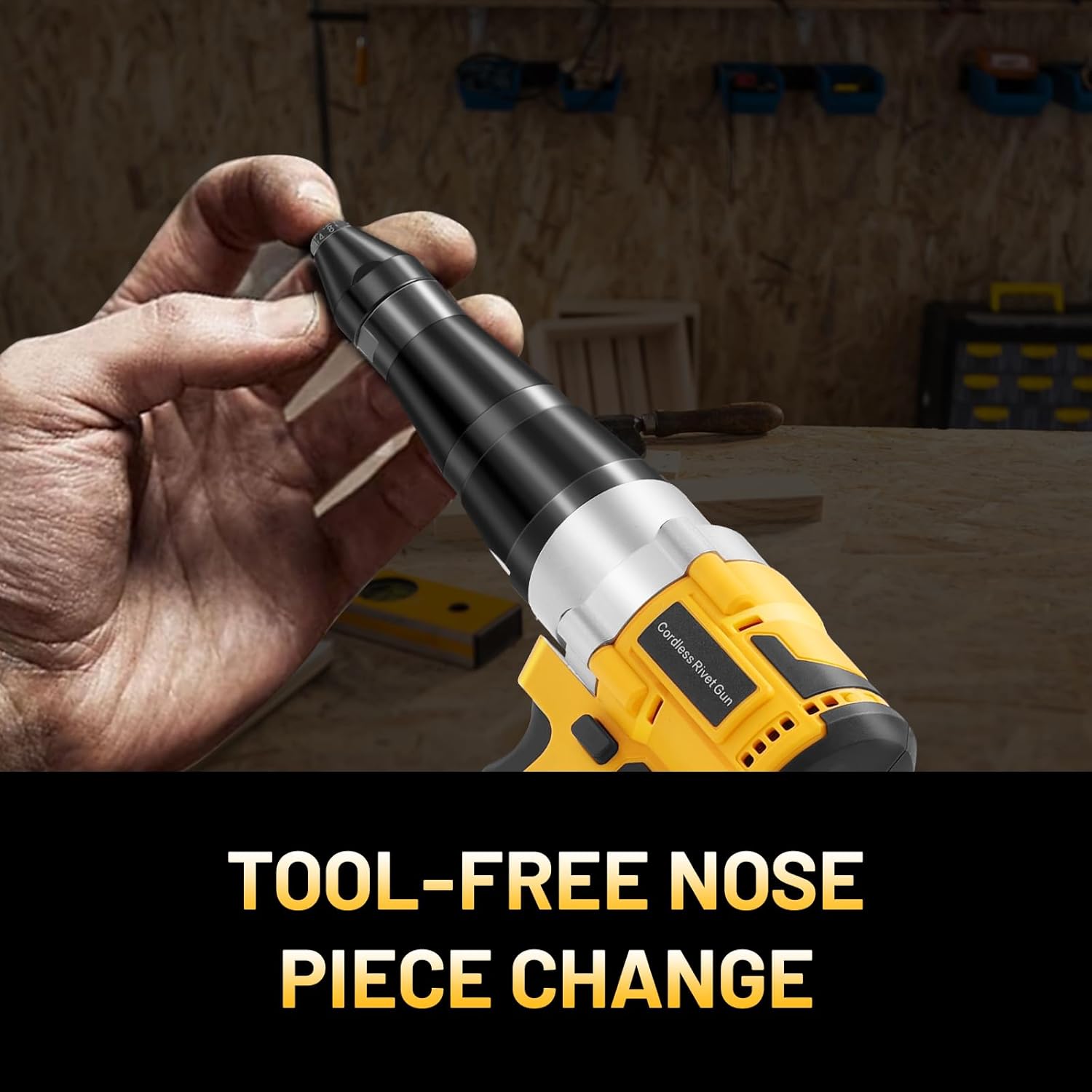 Cordless Rivet Gun Tool for Dewalt 20V Max Battery, Brushless Electric Automatic Rivet Gun for Rivets 1/8'', 5/32'', 3/16", Pop Rivet Tool with 100PCS 5/32'' Rivets for Metal, Plastic (No Battery)