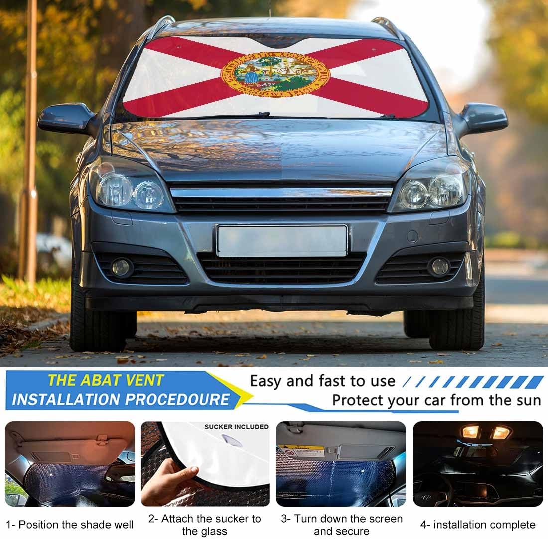 State of Florida Flag Windshield Sun Shade Sunshade for Car Windshield Front Window Sun Visor Shades Blocks UV Rays Sun Protection for Car Truck SUV Auto Accessories image 4