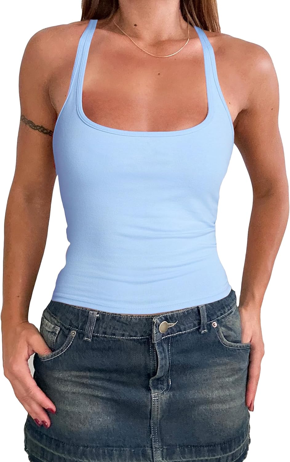 Women's Workout Tank Tops Padded Backless Slim Bras Racerback Cropped Yoga Camisole - Image 2