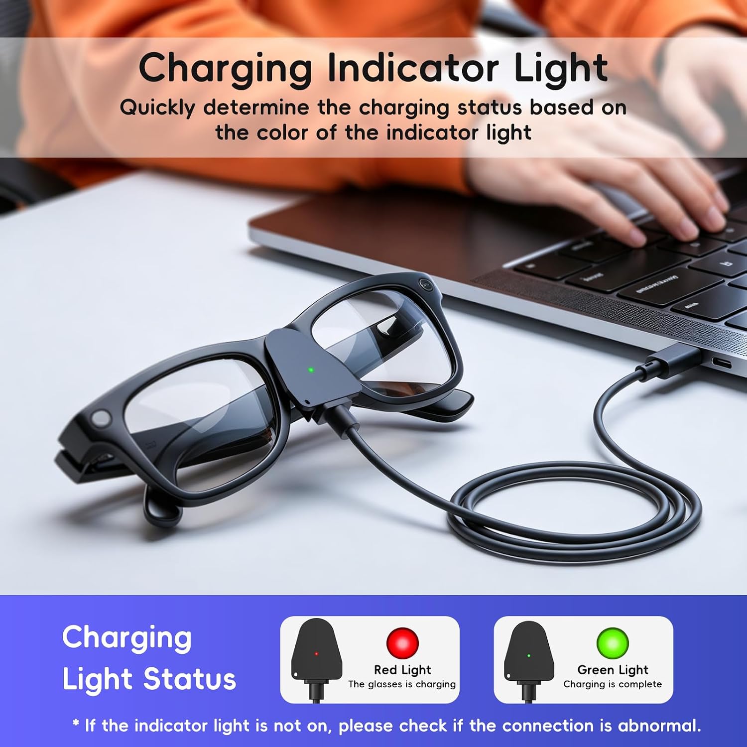 Charging Cable Adapter for Ray-Ban Meta Smart Glasses Portable Charger