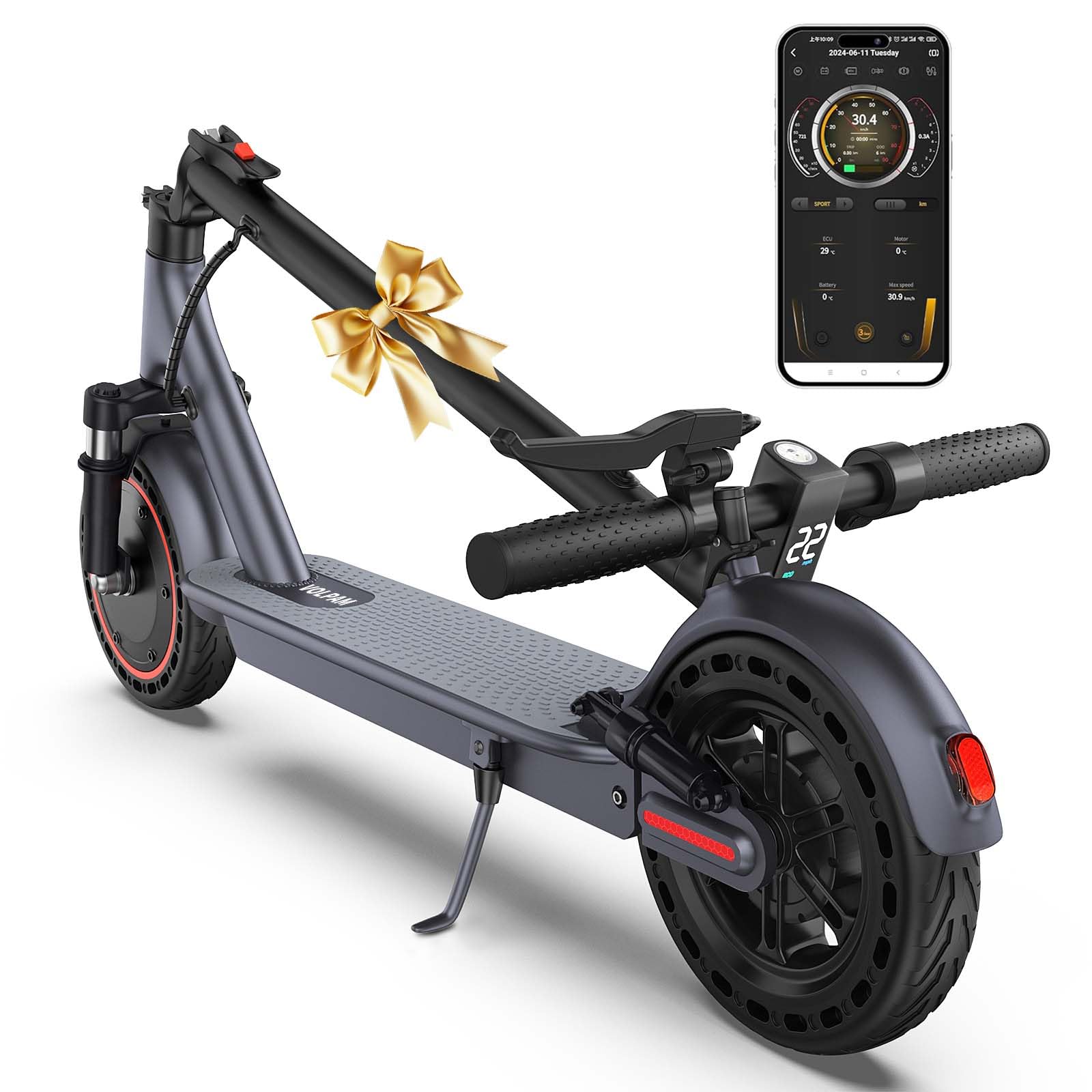 VOLPAM Adult Electric Scooter, 350W/500WMotor, 8.5"/10" Solid Tires, 19/22Mph, 32/28/23/21/18/16Miles Max Range, Dual Braking