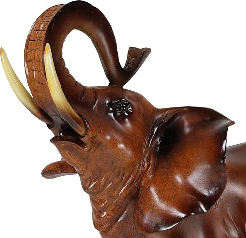 Miniatura 6 de Ebros Gift Elefante de Buda tailandés de madera de caoba sintética auspiciosa con tronco arriba, estatua de 14.25 pulgadas de largo Fengshui Vastu