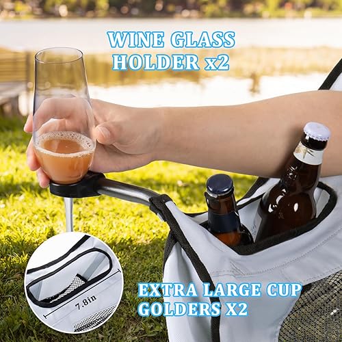 Miniatura 3 de Silla de campamento doble para adultos, silla de dos plazas de gran tamaño para 2 personas, asiento plegable acolchado para exteriores con