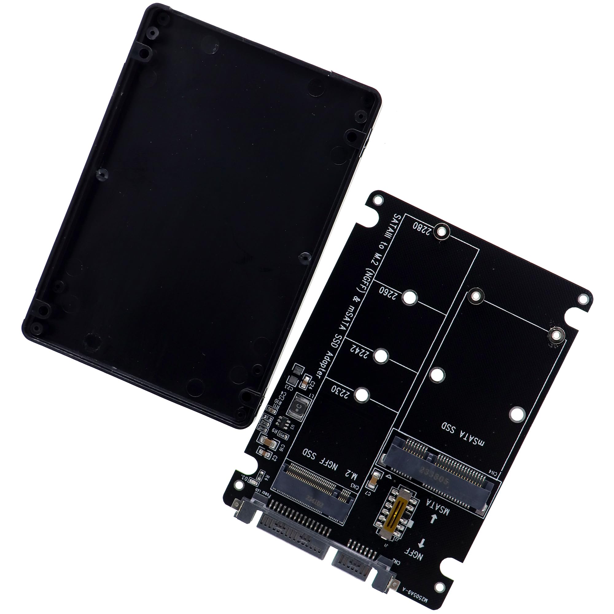 Deal4GO M.2 NGFF mSATA SSD Hard Drive to 2.5 inch SATA III Enclosure Adapter Bay with 7mm Case (Black)