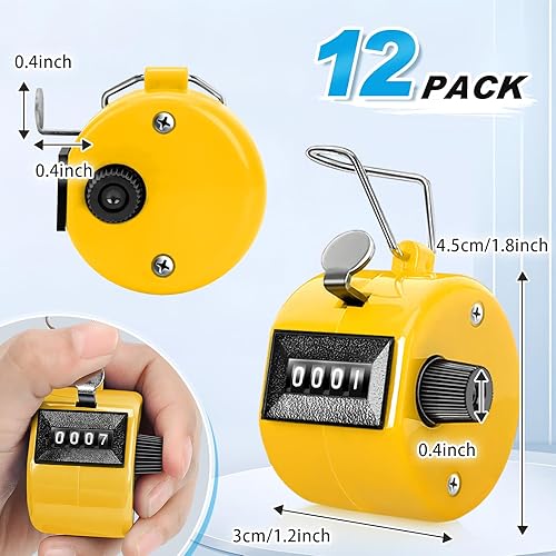 Miniatura 2 de SUNYIWJIE 12 unidades de contador de clicker manual mecánico de mano contador de 4 dígitos contador de tono de número para entrenamiento, golf,
