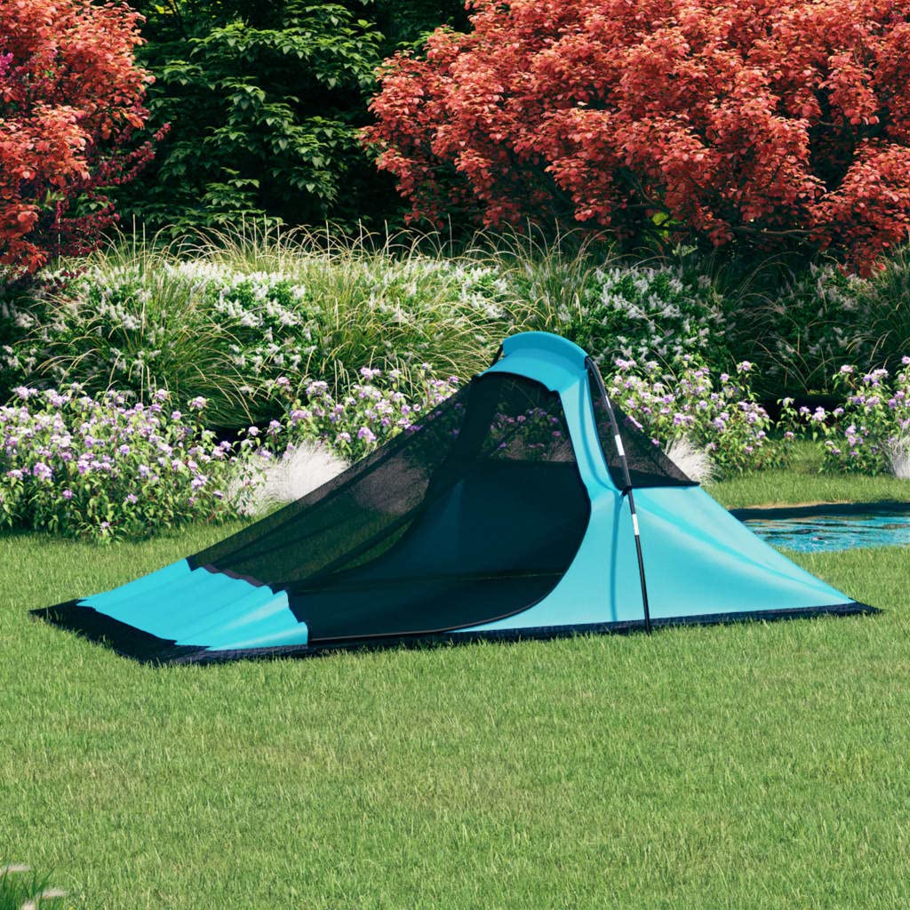 Campingzelt 317x240x100 cm Blau, leichtes Wanderzelt für 2 Personen, wasserdichtes Zelt für Camping, mit Netzfenster
