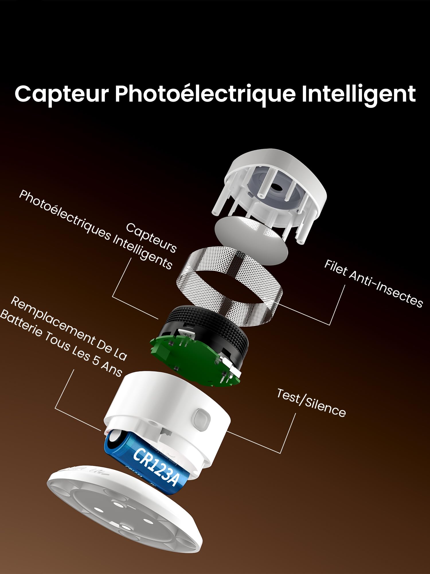 Heiman Detecteur de Fumée Matter Over Thread, avec Fixation Magnétique, Pile Remplaçable 5 Ans, en 14604, 85dB, Hub Requis, pour Apple Home, SmartThings & Home Assistant, HS1SA-M