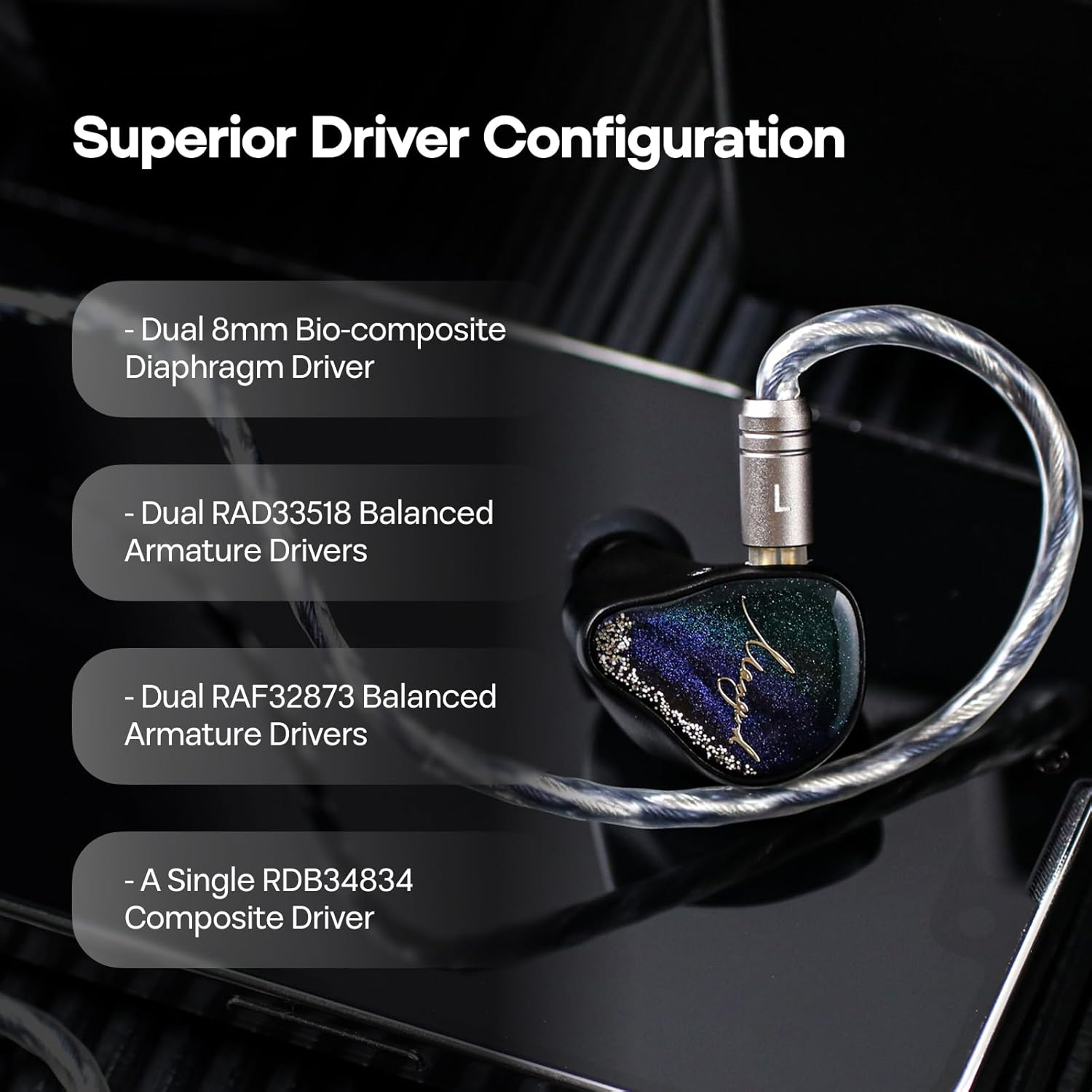 Linsoul Xenns Mangird Tea PRO in Ear Monitor, 6BA+2DD Hybrid Earphone IEM, Wired Gaming Earbuds with Detachable IEM Cable for Musician Audiophile