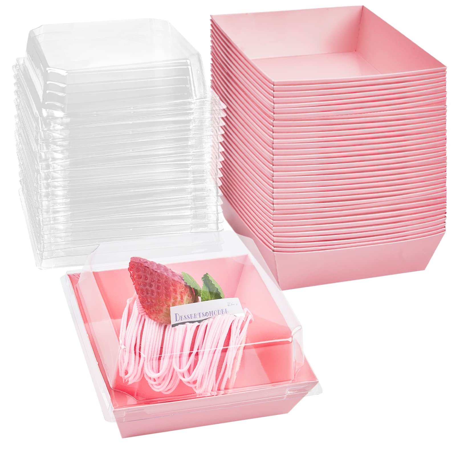 Buy Ocmoiy Pink Charcuterie Boxes with Clear Lids 4x4 Inch, 50 Pack