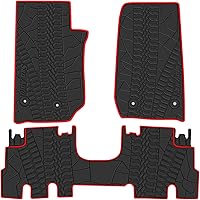 Vista 12 de Tapetes para piso de auto para Jeep Wrangler JL 4x4 puerta Sahara Rubicon 2018 2019 2020 2021 2022 2023 2024 2025 - Ajuste personalizado, goma negra