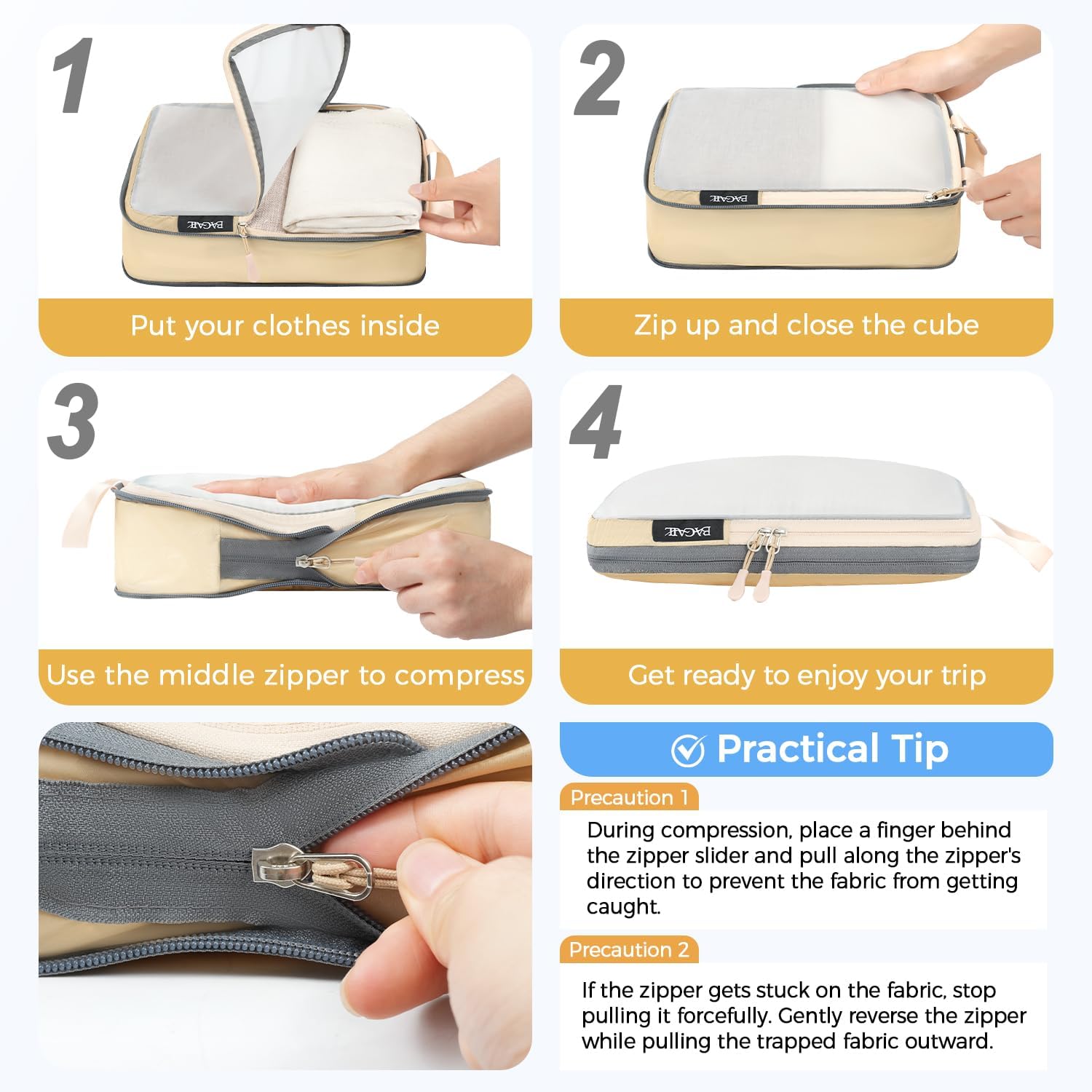 BAGAIL 6 Set Ultralight Compression Packing Cubes Packing Organizer for Travel Accessories Luggage Suitcase Backpack - Image 3