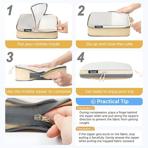 Miniatura 9 de BAGAIL Juego de 6 cubos de embalaje de compresión ultraligeros con bolsa de zapatos para accesorios de viaje equipaje y mochila 70D azul