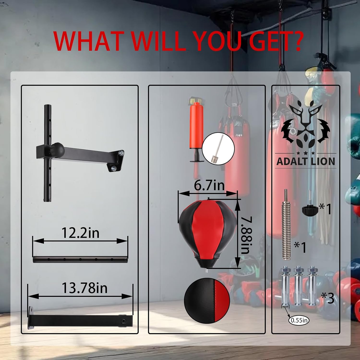 Speed Bags for Boxing, Punching Bag with Reinforced Spring Wall-Mounted Strong Durable Punching Bag with Stand, Height Adjustable, for Kids & Adults - Image 5