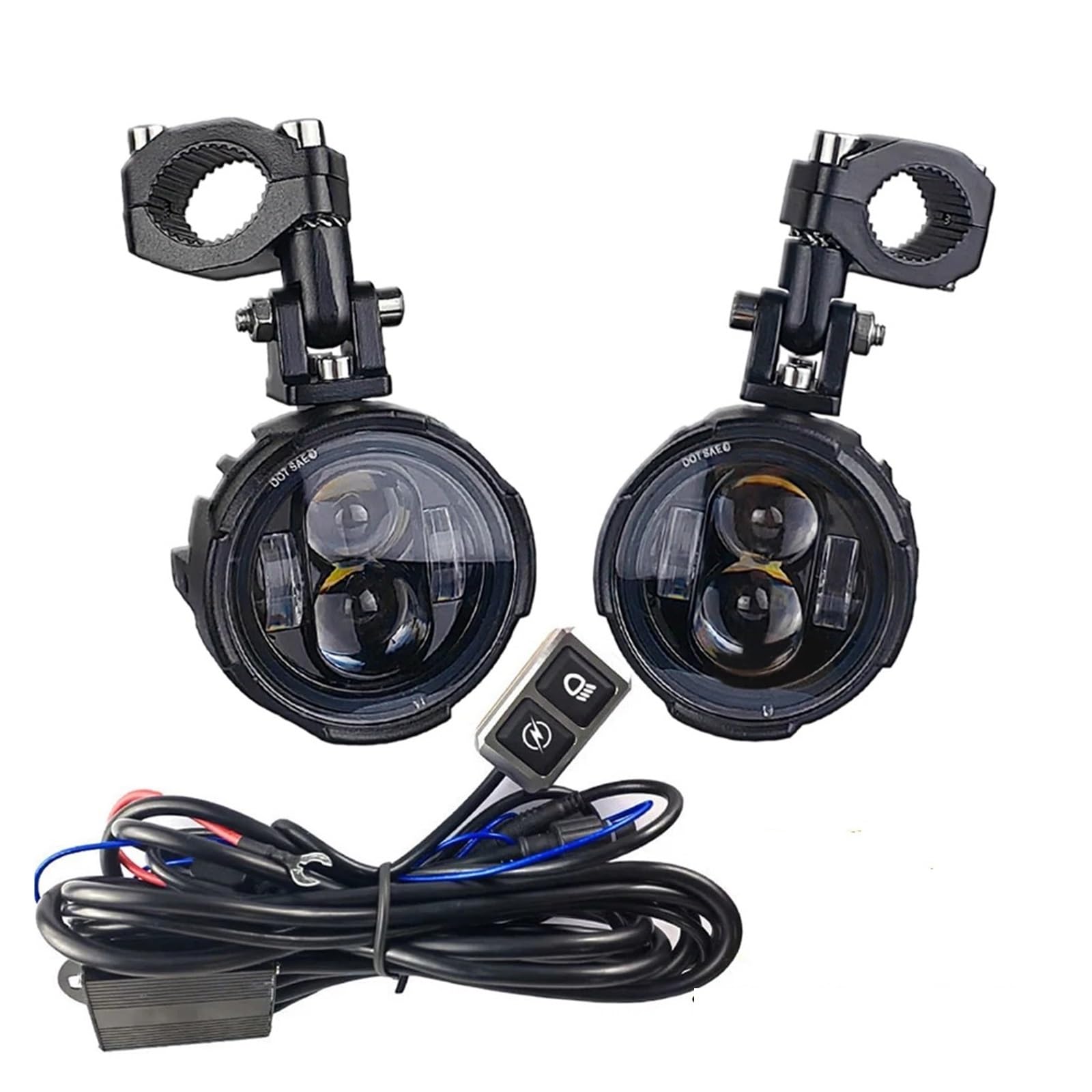 Phare Moto Paire Phares Antibrouillard pour Moto 100 W Feux Brouillard Auxiliaires À LED Phares Avant Bicolores Phares