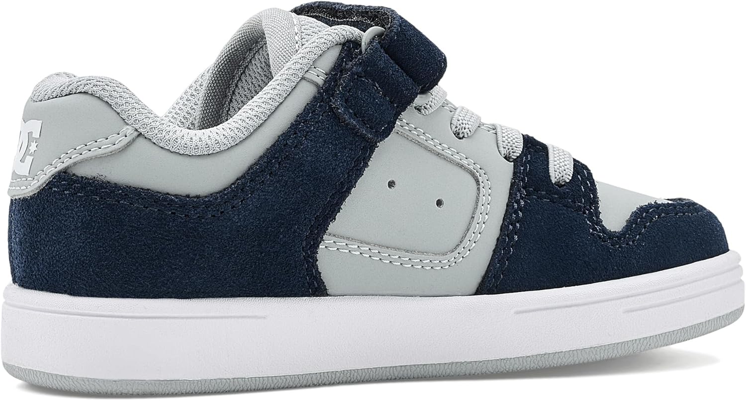 DC Manteca 4 V (Little Big Kid) Skate Shoe, Grey/Blue/White, 1 US Unisex