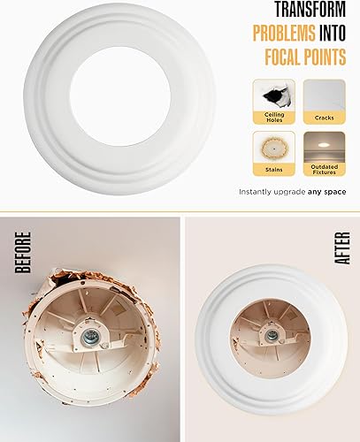 Miniatura 4 de 7' pulgadas, Medallón de techo, para mejoras para el hogar, biselado redondo, anillo de cubierta para, iluminación de techo, lámpara colgante,