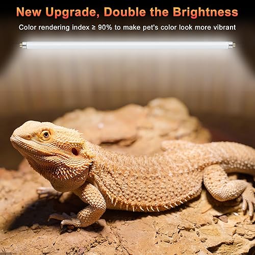 Miniatura 2 de LUCKY HERP T5 UVB - Paquete de 2 luces para reptiles UVB de 24 W, tubo de lámpara fluorescente UVA UVB, lámpara UVB para lagartos, tortugas,